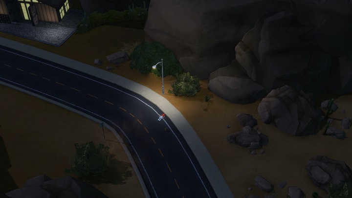 Zamordowany przez płatnego mordercę przypadkowy przechodzień leży na ulicy w świetle latarni, obok czyjejś urny, zapomniany przez Kosiarza. - The Sims 4 - mody dla dorosłych, czyli 50 twarzy sima - dokument - 2024-04-03