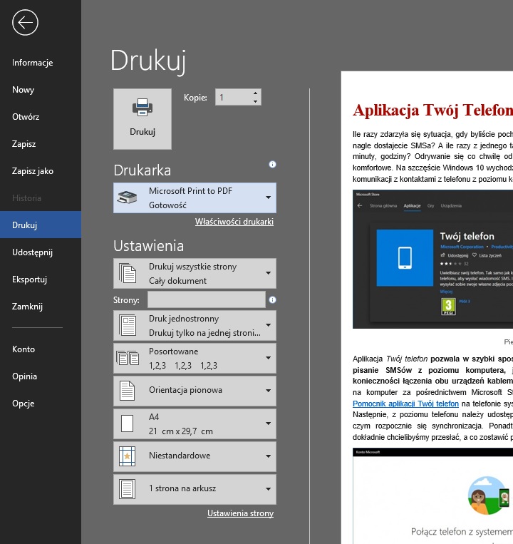 Dwa kliknięcia i drukujemy sobie plik PDF. - 2019-01-18