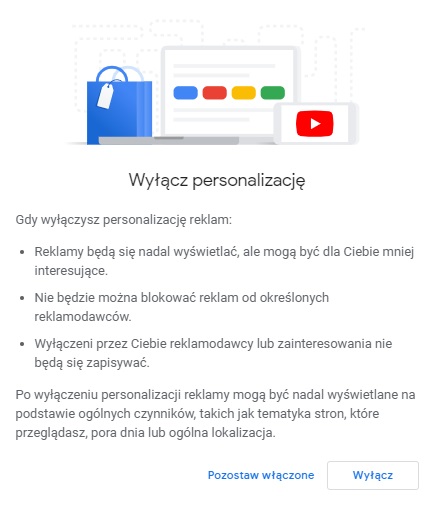 Po wyłączeniu personalizacji reklamy i tak będą do Was możliwie dostosowane. Historia przeglądania czy lokalizacja dostarczają dość szczegółowych danych.