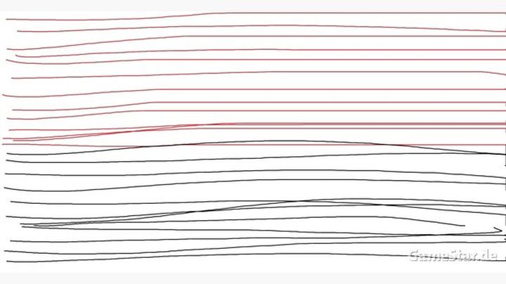 Czerwone linie narysowane zostały z aktywnym Angle Snappingiem (korekcją ścieżki), czarne linie z wolnej ręki – siła interwencji oprogramowania zależy od producenta. - Najlepsze myszki gamingowe. Ranking na 2022 r. - dokument - 2023-10-05