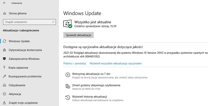 Wszystko jest aktualne i tak ma być, chociaż czasami niektóre poprawki powodują problemy. - Rzeczy, które musisz zrobić po zakupie nowego laptopa - dokument - 2021-04-02