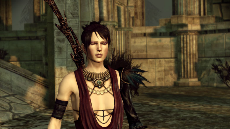 Pierwsze spotkanie Morrigan z szarymi strażnikami w grze Dragon Age: Początek. Co za wspomnienia! Żródło: Dragon Age: Początek, BioWare / Electronic Arts, 2009. - Wiedźma z Głuszy, córka Flemeth...  Kim jest prawdziwy ojciec Morrigan z Dragon Age’a oraz jakich innych bohaterów dał światu gier? - dokument - 2025-08-17
