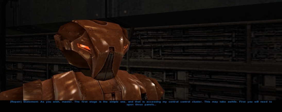 Sposób mówienia HK-47 jest całkowicie unikalny – z względu na swoją naturę bohater zaczyna wypowiedź od określenia jej rodzaju, np. „stwierdzenie”, „pytanie”, „sarkastyczna uwaga”. Źródło: Star Wars: Knights of the Old Republic, BioWare/LucasArts, 2003. - Wiedźma z Głuszy, córka Flemeth... Kim jest prawdziwy ojciec Morrigan z Dragon Age’a oraz jakich innych bohaterów dał światu gier? - dokument - 2025-08-17