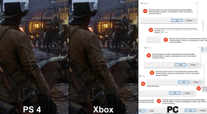 Porównanie graficzne PS4 vs Xbox vs PC. Zobaczcie te detale w 4k na PC. - U mnie nie działa. RDR2 nienawidzi mojego PC - dokument - 2019-11-09