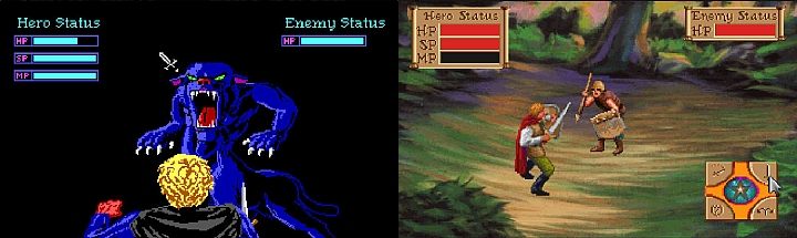 Po lewej oryginalne Quest for Glory z 1989 roku, po prawej wersja VGA z 1992 roku. - 2016-09-26