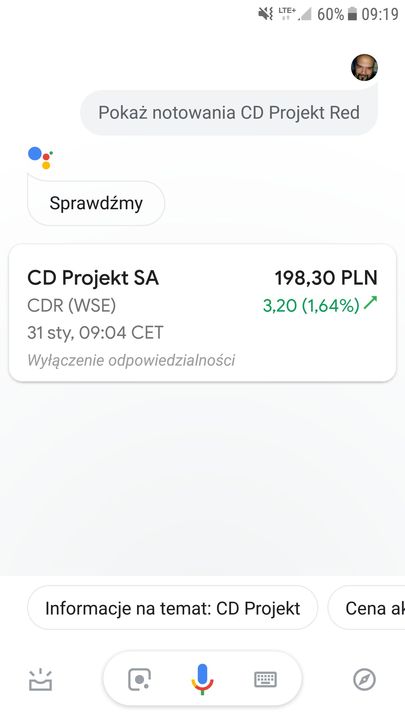 Asystent Google przyda się także graczom giełdowym.