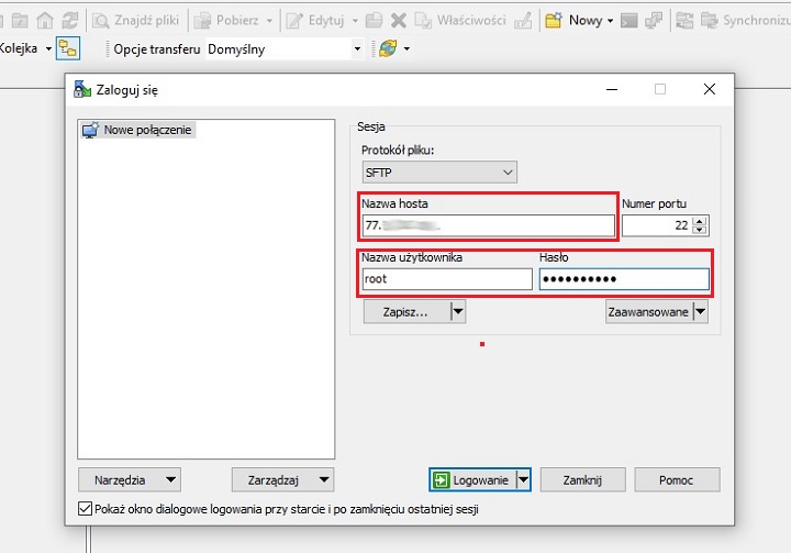Po wpisaniu danych dostępowych w programie WinSCP kliknij Logowanie, a następnie Aktualizuj lub Tak. - Jak postawić własny serwer do grania w CS:GO i Minecraft - dokument - 2020-11-30
