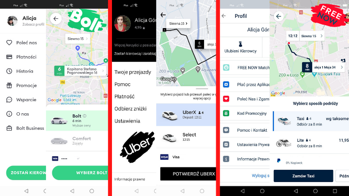 Kto poznał jedną tego typu aplikację, ten w zasadzie poznał je wszystkie. - Który najlepszy: Uber, Bolt czy Free Now? - dokument - 2020-05-11