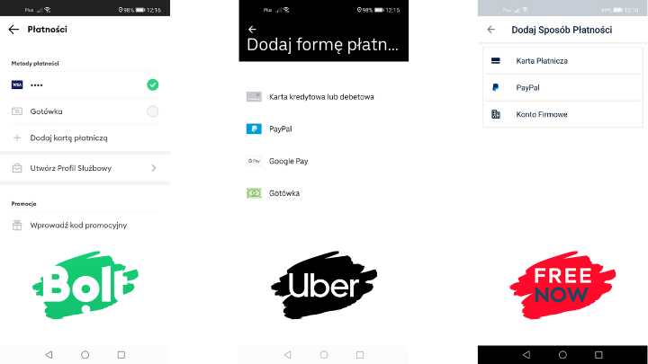 Dodawanie form płatności nie powinno stanowić dla nikogo wyzwania. - Który najlepszy: Uber, Bolt czy Free Now? - dokument - 2020-05-11