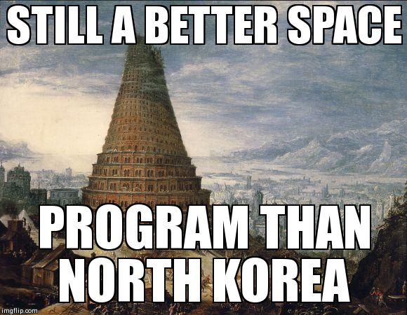 To wciąż lepsze rozwiązanie od programu kosmicznego Korei Północnej. Źródło: imgflip.com - Największe wpadki w historii podboju kosmosu - dokument - 2021-03-23