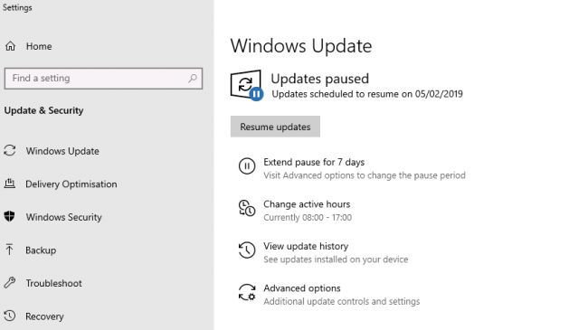 Otrzymamy możliwość pauzowania aktualizacji. Źródło: Microsoft.