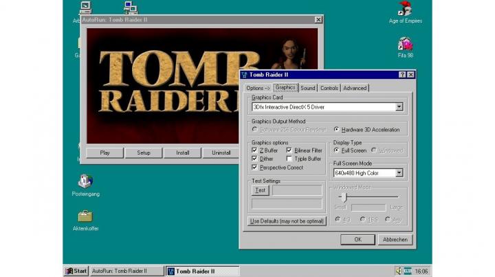 Tomb Raider 2, który w 1996 roku oferował bardzo różnorodne opcje, mógł być wyświetlany przez karty graficzne Voodoo 1 w rozdzielczości 640 x 480. - 2019-01-09