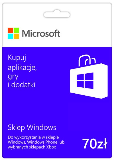 Jedną z metod płatności są karty prepaid do Windows Store.