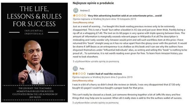 Amazon.com to pierwsza „księgarnia”, w której użytkownicy mogli zamieszczać własne recenzje (nie tylko te pozytywne) wybranych pozycji. - Od czego zaczynał Jeff Bezos? Początki Amazona - dokument - 2021-11-24