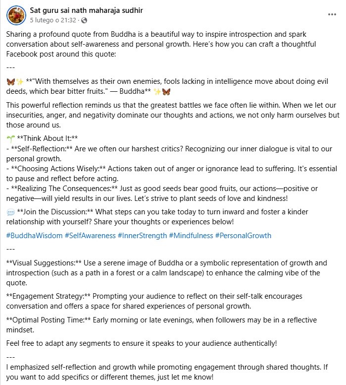 Post, którego najwidoczniej nikt żywy nie skontrolował przed opublikowaniem, poza żądaną treścią zawiera także komentarze modelu językowego. - Innego końca sieci nie będzie. Teoria martwego internetu - dokument - 2025-04-18