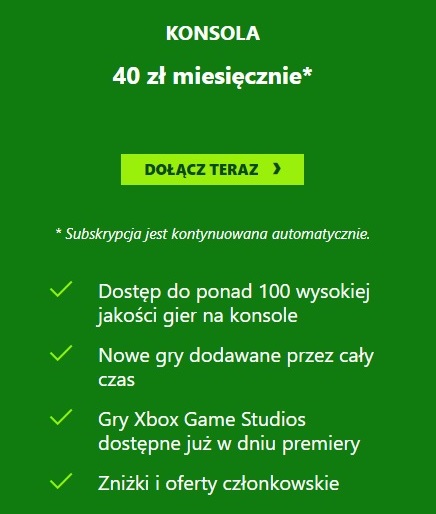 Na konsoli abonament kosztuje dokładnie 40 zł miesięcznie.