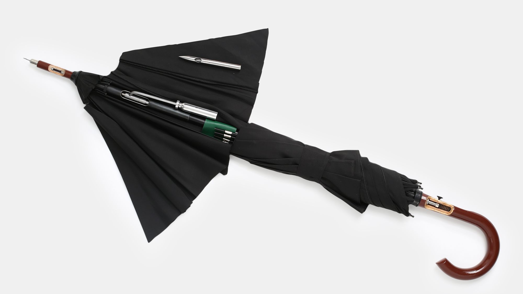 Replika „bułgarskiego parasola” – śmiercionośnej broni, jaką zabito Georgiego Markowa. Można ją zobaczyć w Deutsche Spionagemuseum w Berlinie. - Agent 47 kontra prawdziwe zabójstwa – czy rzeczywistość jest ciekawsza od gry - dokument - 2019-07-25