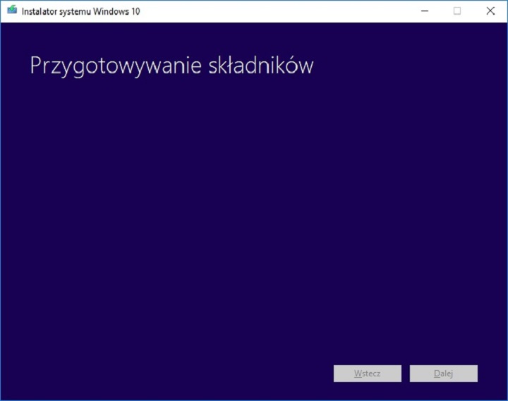 Ekran ładowania aplikacji instalatora Windows 10. - Jak zainstalować Windows 10 i Windows 11 z pendrive USB - dokument - 2022-07-29
