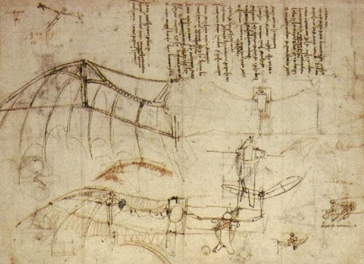 Projekt ornithoptera wg Leonardo da Vinciego, źródło: Wikipedia - Co w człowieku można wymienić na sztuczny zamiennik? - dokument - 2022-04-25