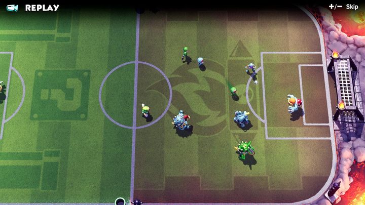 Z lotu ptaka wszystko wydaje się nieco mniej chaotyczne. - Recenzja Mario Strikers: Battle League - świetnej gry zasługującej na żółtą kartkę - dokument - 2022-06-15