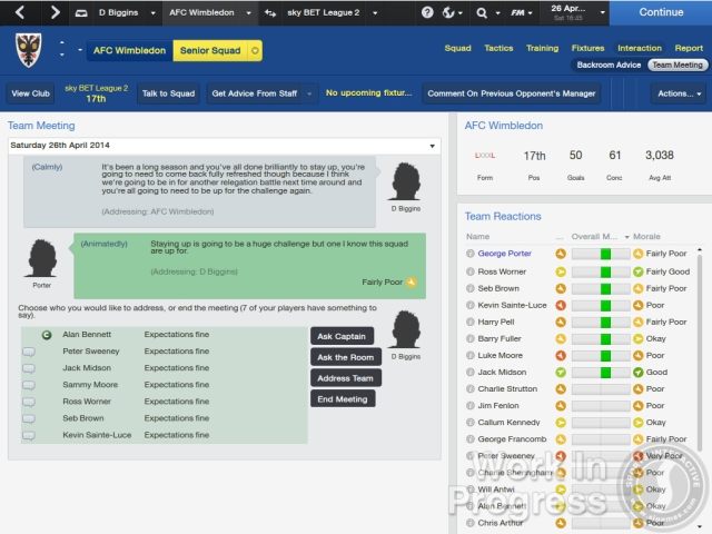 Football Manager 2014 wprowadzi nowe możliwości rozmowy z drużyną. - 2013-09-19