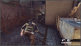 Wariant A: Po dotarciu do zaparkowanej ciężarówki udaj się w lewo #1 , wybierając ścieżkę znajdującą się przy tutejszych zabudowaniach #2 - Lotnisko Price (3) | Opis przejścia | Tom Clancys Splinter Cell Conviction - Tom Clancys Splinter Cell: Conviction - poradnik do gry