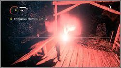 Następny termos stoi na ziemi, za tablicą informacyjną, tuż koło platformy, której bronisz wraz z porywaczem - Alan Wake: Termosy odc. 2, Opętany - lokacje, znajdźki - Alan Wake - poradnik do gry