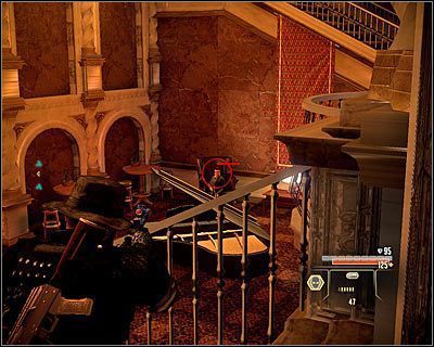 Otwórz drzwi i zejdź po schodach (M11, 14) na półpiętro - Marburgs Villa - Opis przejścia (1) | Rzym | Alpha Protocol - Alpha Protocol - poradnik do gry