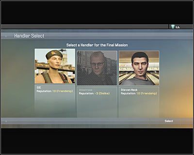 Gra pozwoli Ci na dokonanie wyboru opiekuna tej misji (screen) - Alpha Protocol - Wprowadzenie i mapy | Finał | Alpha Protocol - Alpha Protocol - poradnik do gry