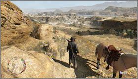 Przejazd w stylu łuku tryumfalnego (patrząc na północ), skarb znajdziesz na półce skalnej po lewej stronie przejazdu - Treasure Hunter (2) | Wyzwania | Red Dead Redemption - Red Dead Redemption - poradnik do gry