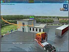 Po dojechaniu na miejsce zauważysz naczepę stojącą przed biurem firmy transportowej Flat Sole zarządzanej przez Spyrosa Toponakiego - Solucja (2) | Fabuła | RignRoll Tirowiec - RignRoll: Tirowiec - poradnik do gry