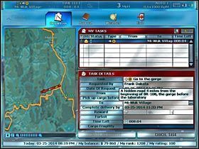 Masz więc tylko 9 minut na Dotarcie do wąwozu (Go to the gorge) wskazywanego na minimapie pomarańczową strzałką, a na mapie w organizerze strzałą koloru czerwonego i wykonanie zadania - Solucja (5) | Fabuła | RignRoll Tirowiec - RignRoll: Tirowiec - poradnik do gry
