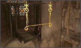 Ostatecznie odbij się od ściany i skocz na drążek, a z niego na uruchomione właśnie kolumny wody - Łaźnia | Opis przejścia Prince of Persia Zapomniane Piaski - Prince of Persia: Zapomniane Piaski - poradnik do gry