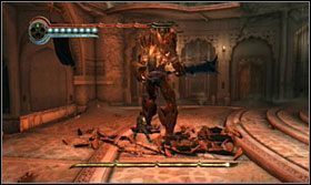 Z kolumn przeskocz na wystające kamienie i wejdź po nich do góry - Sala tronowa | Opis przejścia Prince of Persia Zapomniane Piaski - Prince of Persia: Zapomniane Piaski - poradnik do gry