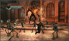 Kiedy odskoczy ponownie, znowu szybko dostań się w jego pobliże wykorzystując między innymi kolumny wody - Sala tronowa | Opis przejścia Prince of Persia Zapomniane Piaski - Prince of Persia: Zapomniane Piaski - poradnik do gry