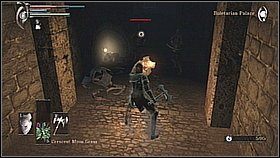 Wejdziemy do wnętrza muru - najpierw skręcimy w lewo, żeby uratować Ostravę - Demons Souls: Boletarian Palace - Phalanx Archstone (1) - solucja - Demons Souls - poradnik do gry