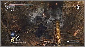 Po zakończeniu eskapad wracamy do górnego poziomu konstrukcji drewnianych i przechodzimy koło dwóch płonących pochodni - Demons Souls: Leechmonger Archstone (1) - solucja, opis przejścia - Demons Souls - poradnik do gry