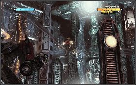 Podążaj za swoimi towarzyszami, aż dotrzesz do pomieszczenia, na suficie którego znajduje się świecąca kula [1] - - Część 1 - Ciemny Energon (1) - Opis przejścia - Transformers: Wojna o Cybertron - poradnik do gry