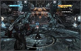Przejdź przez drzwi [1], które się otworzą i użyj panelu [2] na środku lokacji - - Część 1 - Ciemny Energon (3) - Opis przejścia - Transformers: Wojna o Cybertron - poradnik do gry