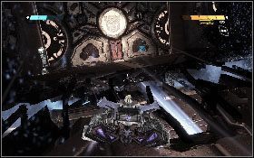 Następnie wróć do korytarza, którym wleciałeś do pomieszczenia z generatorem, odwróć się do tyłu i wleć na wyższe piętro przez szczelinę [1] - - Część 2 - Przewaga w wojnie (2) - Opis przejścia - Transformers: Wojna o Cybertron - poradnik do gry