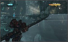 Na kolejnym piętrze rozpraw się z przeciwnikami [1] i ruszaj przed siebie po przezroczystej podłodze [2] - - Część 6 - Obrona Iacon (3) - Opis przejścia - Transformers: Wojna o Cybertron - poradnik do gry