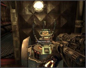 Gdy będziemy na miejscu, otwieramy szafkę z kolejnym E99 [1], a następnie ulepszamy UMC w pobliskiej maszynie [2] - - Ośrodek badawczy 2010 (6) | Opis przejścia Singularity - Singularity - poradnik do gry