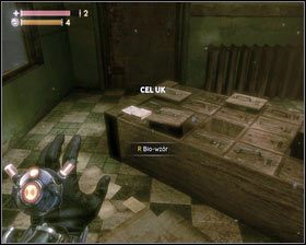 Oprócz starego magnetofonu znajdziemy tam trzy bio-wzory : Energia , Obrona [1] oraz Pancerz [2] - - Magazyny II (2) | Opis przejścia Singularity - Singularity - poradnik do gry