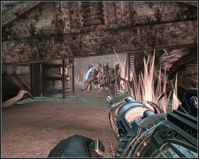 Kilka metrów dalej na ścieżkę [1] wskoczy olbrzymi, niespotkany wcześniej mutant [2] - - Kompleks przetwórczy (2) | Opis przejścia Singularity - Singularity - poradnik do gry