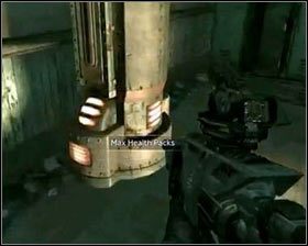 Przeciskając się przez otwór wentylacyjny [1], dotrzemy do pomieszczenia z pakietem medycznym , fiolką E99 oraz szafką z bronią [2] - - Kompleks przetwórczy (4) | Opis przejścia Singularity - Singularity - poradnik do gry