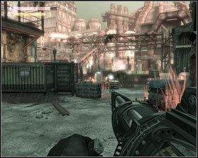 Blokowane przez zmutowane rośliny schody [1], zaprowadzą nas do placu, na którym rozgorzała bitwa między rosyjskim wojskiem, a dużym mutantem [2] - - Strażnica (1) | Opis przejścia Singularity - Singularity - poradnik do gry