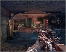 Po przeszukaniu pokoju, idziemy dalej za błękitnymi śladami Czasosygnału , zbierając po drodze kolejny zbiornik E99 [1] - - Laboratoria osobliwości (2) | Opis przejścia Singularity - Singularity - poradnik do gry