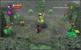 Użyj magii na czterech krzakach wokół podstawy pomnika, a następnie złóż w całość (WL ) złotą zbroję #1 - Powrót Czarnego Pana | Opis przejścia - Rok 4 | LEGO Harry Potter Lata 1-4 - LEGO Harry Potter Lata 1-4 - poradnik do gry