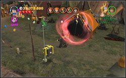 Slytherin (zielony): Na północ od żarłocznej książki znajdziesz zamknięty namiot, który możesz otworzyć zaklęciem (DM ) - Puchar świata w quidditchu | Bonusy - Rok 4 | LEGO Harry Potter Lata 1-4 - LEGO Harry Potter Lata 1-4 - poradnik do gry