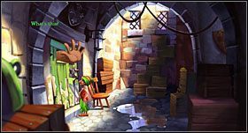 Tuż przed biblioteką jest alejka, w której facet proponuje zabawę w koło fortuny - [Część 2 - Four Map Pieces] - cz.1 | Monkey Island 2 Special Edition - Monkey Island 2 Special Edition: LeChucks Revenge - poradnik do gry